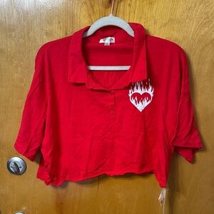 Red Flame Heart Baby Girl Design Crop Top